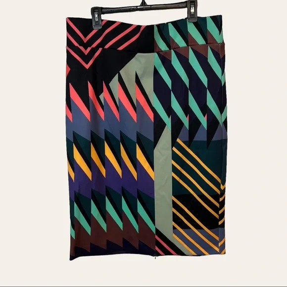 Eloquii Multicolor Geometric Pencil Skirt - Picture 1 of 3